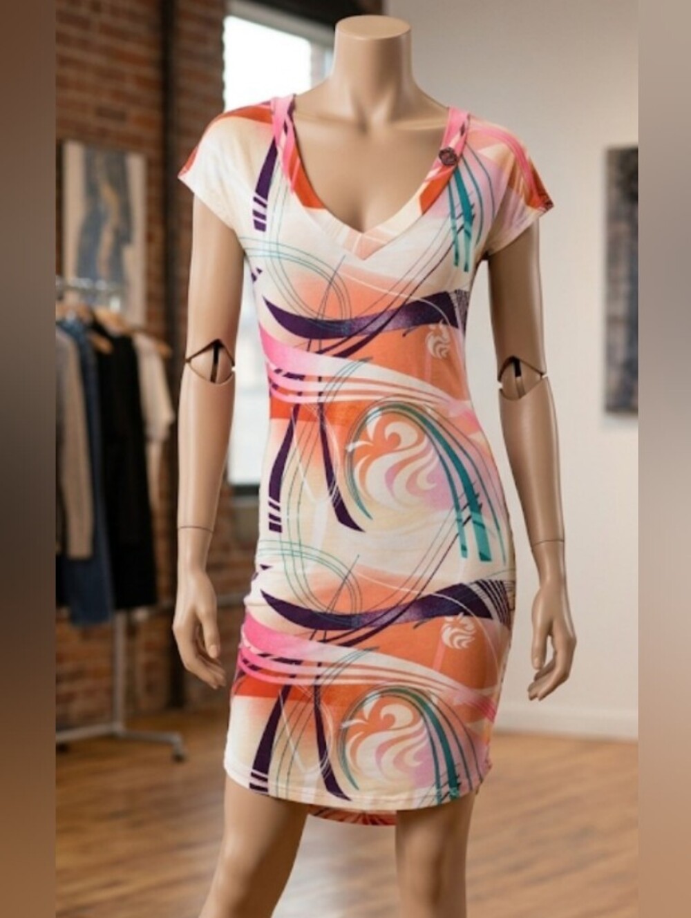 Last Chance 90's 🍎Apple Bottoms Wave Print Cotton Dress (Sz M)Beach